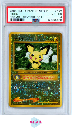 PICHU PROMO-REVERSE FOIL POKEMON JAPANESE NEO 2 PROMO 2000 172 PSA 4 - Image 1