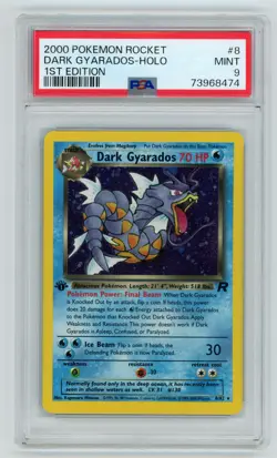 2000 Pokemon Team Rocket #08/82 Dark Gyarados Holo 1st Edition PSA 9 - Image 1