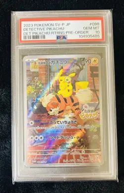 2023 POKEMON JPN SV-P PROMO #098 DETECTIVE PIKACHU PSA 10 - Image 1