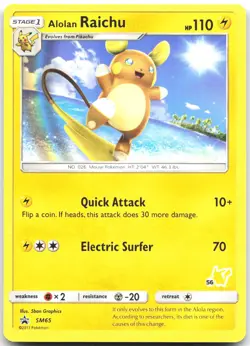 ALOLAN RAICHU - SM65 SM65 HOLO PROMO SUN & MOON PROMO POKEMON NM - Image 1