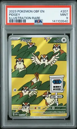 2023 POKEMON OBF EN-OBSIDIAN FLAMES ILLUSTRATION RARE #207 PIDGEY PSA 9 - Image 1