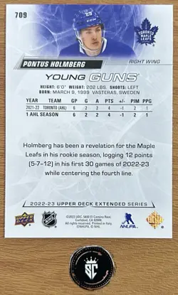 Pontus Holmberg 2022-23 Upper Deck Extended Series Young Guns #709 Maple Leafs - Image 2