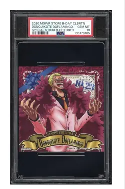 One Piece PSA10 Doflamingo PSA 10 Jumbo Sticker Card Anime Rare October Gem - Image 1