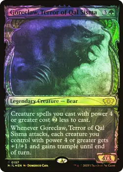 MTG HALO FOIL Goreclaw, Terror of Qal Sisma Showcase - Multiverse Legends #157 - Image 1
