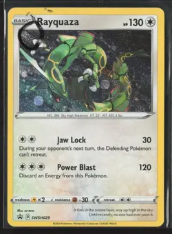 Rayquaza SWSH029 Cosmos Holo Promo Sword & Shield Promo Pokemon Near Mint Swirl - Image 1