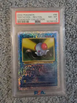 2002 POKEMON LEGENDARY COLLECTION #96 TENTACOOL-REVERSE FOIL HOLO PSA 8 - Image 1