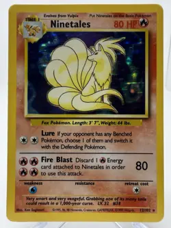 Pokemon Ninetales 12/102 Base Set Holo Rare Unlimited WOTC 1999 Vintage - Image 1
