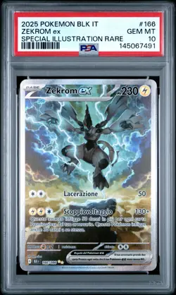 Pokemon PSA 10 Zekrom Ex #166 BLK IT Special Illustration Rare 2025 Italiano - Image 2
