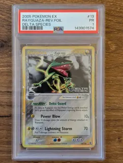 2005 Pokemon EX Delta Species Stamp PSA 1 Rayquaza #13 Reverse Foil Holo FRESH - Image 1