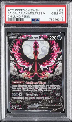 2021 POKEMON SWORD & SHIELD CHILLING REIGN FULL ART/GALARIAN MOLTRES V PSA 10 - Image 1