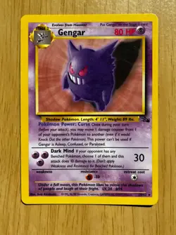 Pokemon TCG GENGAR 20/62 Normal. Fossil Set. Unlimited. NM/M. Free Shipping. - Image 1
