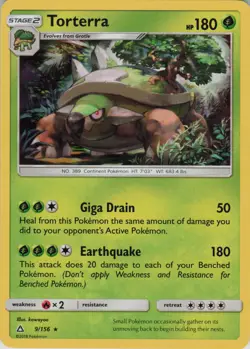 Torterra 9/156 Holo Rare Ultra Prism Pokemon Holo Near Mint - Image 1