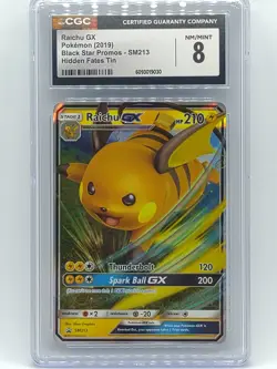 Pokemon 2019 Hidden Fates Tin Raichu GX Black Star Promo SM213 CGC 8 NM/Mint - Image 1