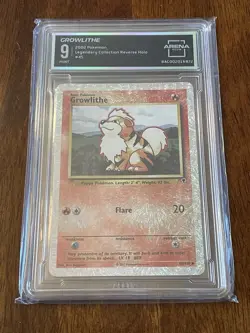 2002 POKEMON LEGENDARY COLLECTION #45 GROWLITHE-REVERSE FOIL Arena Club 9 - Image 1