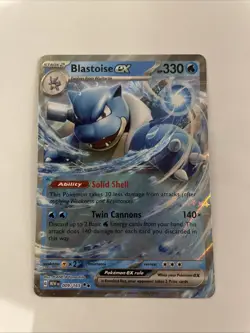 Pokemon TCG Blastoise Holo EX Double Rare Scarlet & Violet 151 Card 009/165 - Image 1