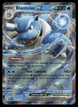 Blastoise ex 009/165 151 Double Rare Holo Pokemon Card LP - Image 1