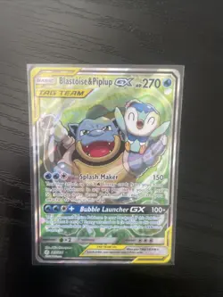 Pokemon TCG Blastoise Piplup GX Cosmic Eclipse Card 215/236 NM Condition - Image 1
