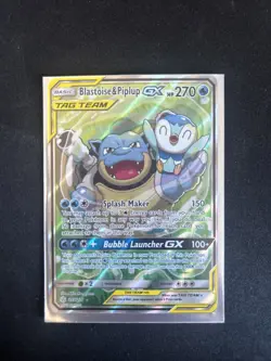 Pokemon TCG Blastoise Piplup GX Cosmic Eclipse SM Card 215/236 Near Mint - Image 1