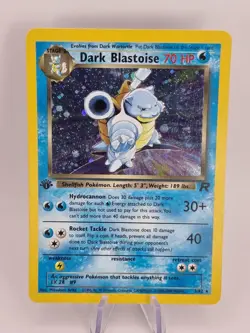 Pokemon Dark Blastoise Holo Card Team Rocket Series 3/82, 1st Edition - Image 1