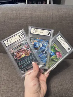 3x Pokemon Card Slabs Bundle RKT Graded Charizard Blastoise Venusaur Ex English - Image 1