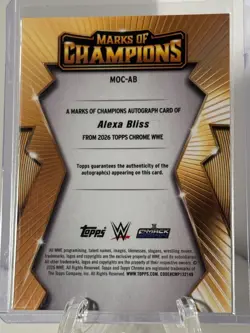 2026 Topps Chrome WWE Alexa Bliss Marks of Champions Gold Geometric Auto #d /50 - Image 2