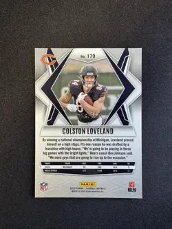 2025 Panini Phoenix Colston Loveland RC Pink Hyper #179 Bears Rookie #d 256/299 - Image 2