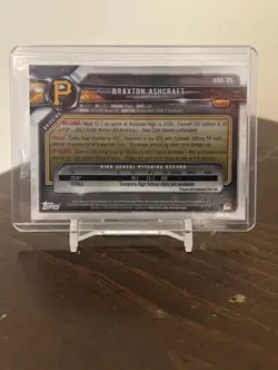 2018 Bowman Draft Braxton Ashcraft 1st Bowman Blue #d /150 PIRATES - Image 2