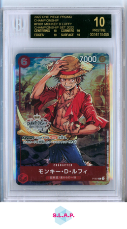 MONKEY D LUFFY CHAMPIONSHIP SET 2022 ONE PIECE PRM CHAMP. P001 BGS PRISTINE 10 - Image 1