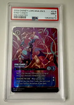 2024 DISNEY LORCANA EN 5 SHIMMERING SKIES ENCHANTED KING CANDY PSA 9 - Image 1