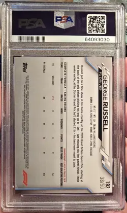 2020 Topps Chrome F1 George Russell RC Rookie Gold Wave /50 PSA 7 #192 - Image 2