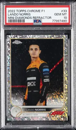 2022 TOPPS CHROME FORMULA 1 MINI DIAMONDS REFRACTOR LANDO NORRIS 272/299 PSA 10 - Image 1