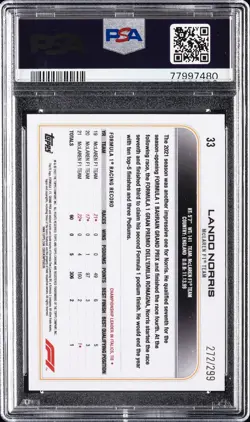 2022 TOPPS CHROME FORMULA 1 MINI DIAMONDS REFRACTOR LANDO NORRIS 272/299 PSA 10 - Image 2