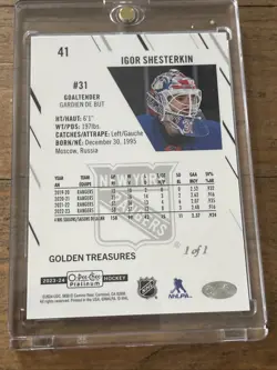 Igor Shesterkin 2023-24 O-pee-chee Platinum GOLDEN TREASURES AUTO 1/1 - Image 2