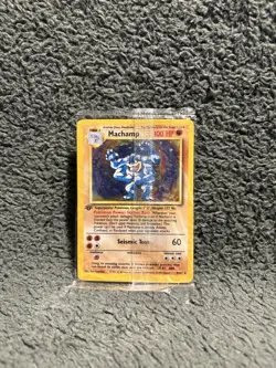 Pokemon Machamp 1st Edition Holo Base Set 8/102 100 HP Rare Card 1999 - Image 1