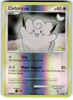 Pokemon Card - Clefairy Diamond and Pearl 77/130 Common Reverse Holo LP/NM - Image 1