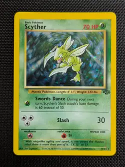 Scyther 10/64 Jungle Holo 1999 Pokemon Card LP Vintage WOTC Rare Bug Type - Image 1