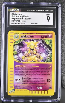 CGC 9 MINT Alakazam 2002 Expedition 33/165 Reverse Holo Pokemon Card - Image 1