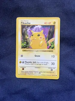 Pokemon TCG Pikachu 58/102 Red Cheeks Shadowless Base Set WOTC Card - Image 1