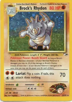 Pokemon: Gym Heroes: Unlimited Holofoil Brock's Rhydon: MP Condition - Image 1