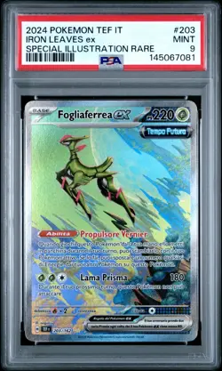 Pokemon PSA 9 Fogliaferrea Ex #203 TEF Special Illustration Rare 2024 Italiano - Image 2