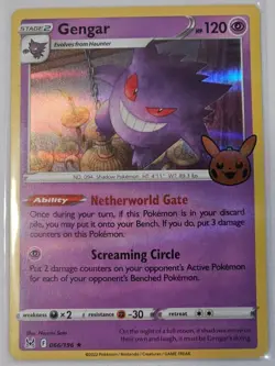 Gengar 066/196 Trick Or Trade BOOster Stamped Holo Pokemon Trading TCG 2023 NM - Image 1