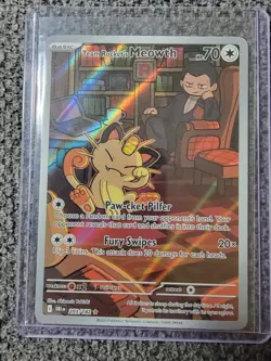 Pokemon Team Rocket's Meowth Illustration Rare Full Art Holo 203/182 DR1 70 HP - Image 1