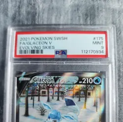 2021 POKEMON SWORD & SHIELD EVOLVING SKIES #175 FULL ART/GLACEON V PSA 9 - Image 5