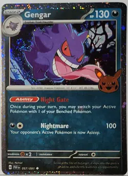 Fart Swirl 🌀 Gengar 057/091 Cosmo Holo Heavily Bleed Error Rare Pokemon TCG 24 - Image 1