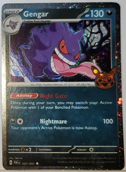Fart Swirl 🌀 Gengar 057/091 Cosmo Holo Heavily Bleed Error Rare Pokemon TCG 24 - Image 2