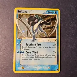 2005 Pokemon EX Unseen Forces Suicune Holo Gold Star #115/115 HEAVILY DAMAGED - Image 1