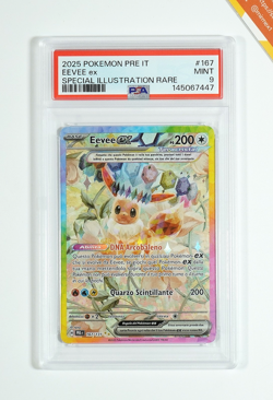 Pokemon PSA 9 Eevee Ex #167 PRE IT Special illustration Rare 2025 Italiano - Image 1