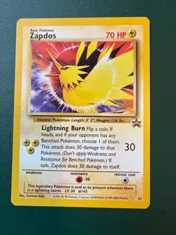 Pokemon TCG Zapdos 23 Black Star Promo WOTC NM-c - Image 1