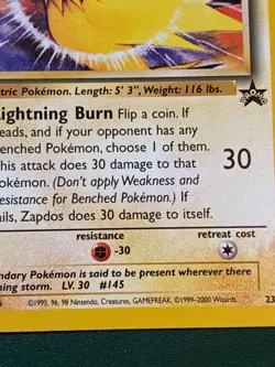 Pokemon TCG Zapdos 23 Black Star Promo WOTC NM-c - Image 4