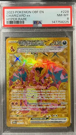 Pokemon Charizard Obsidian Flames Hyper Rare Holo PSA 8 - Image 1